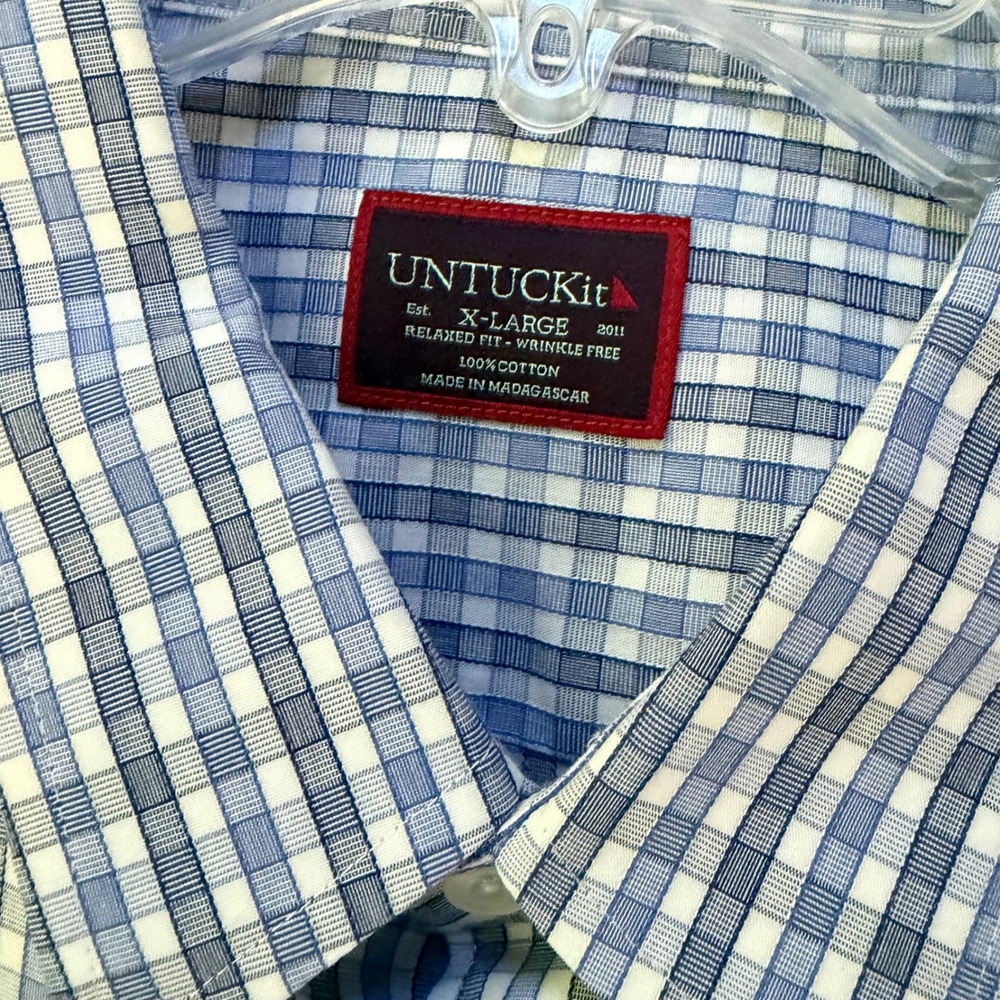 UNTUCKit Mens XL Shirt Bundle 3pc Wrinkle Free Cotton Plaid Pinstripe Grid XL - Picture 3 of 16